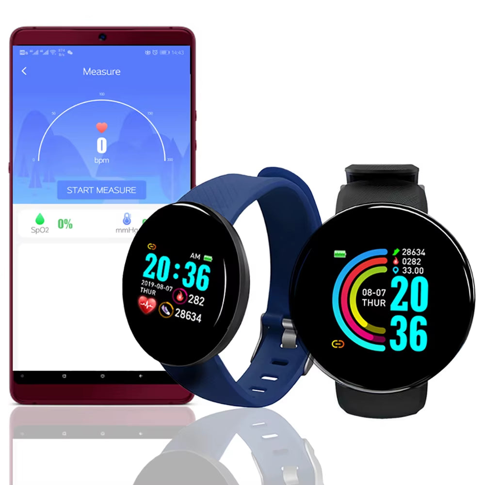 2025 New D18 Smart Watch Heart Rate Monitor Men'S Women'S Smartwatch round Fitness Digital Watches for Men Women Band Bracelet