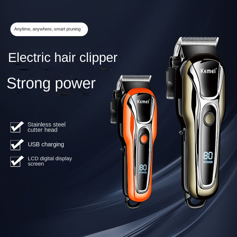 (Copy) KM-1990PG Hair Clipper Electric Shaving Head High Power LCD Digital Display Electric Pushing Hair Salon Special