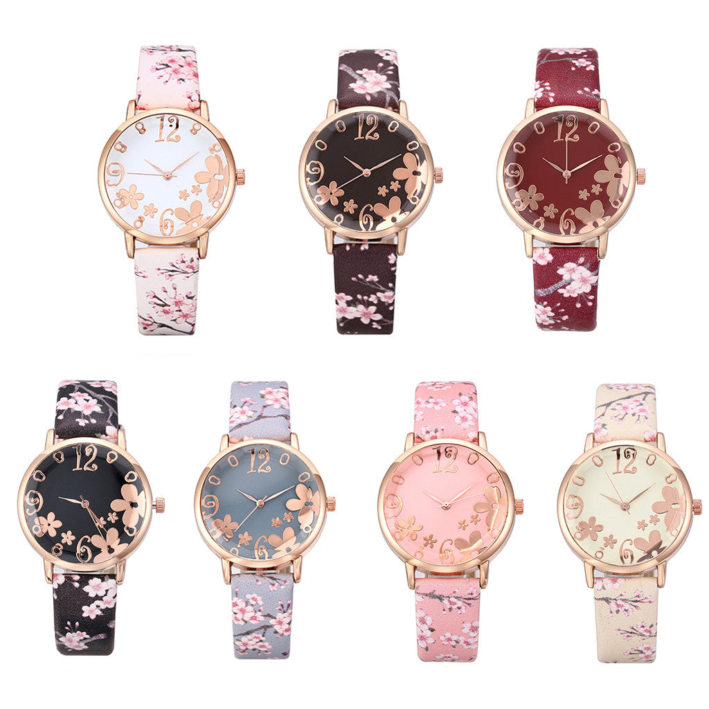 Wtch for women with embossed Colorful flowers small fresh printed belt Fashion Ladies Quartz Watch Exquisite Bracelet watch YE1