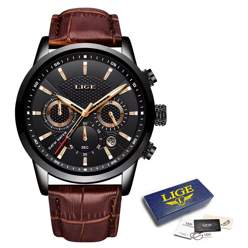 2024 Top Luxury Mens Watch Casual Business Quartz Watches Men Fashion Leather Wristwatch Waterproof Male Clock Reloj Hombre