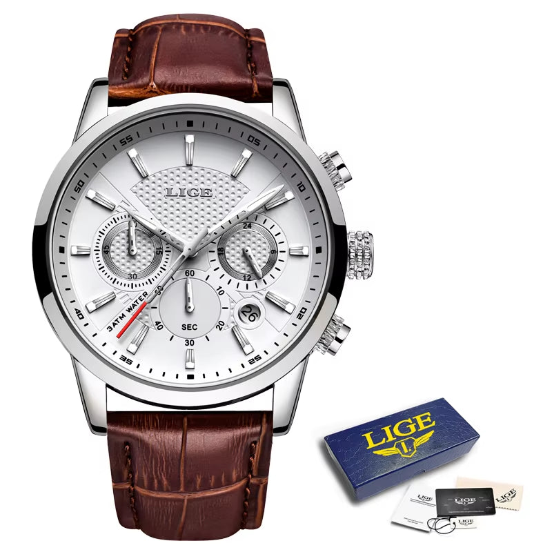 2024 Top Luxury Mens Watch Casual Business Quartz Watches Men Fashion Leather Wristwatch Waterproof Male Clock Reloj Hombre