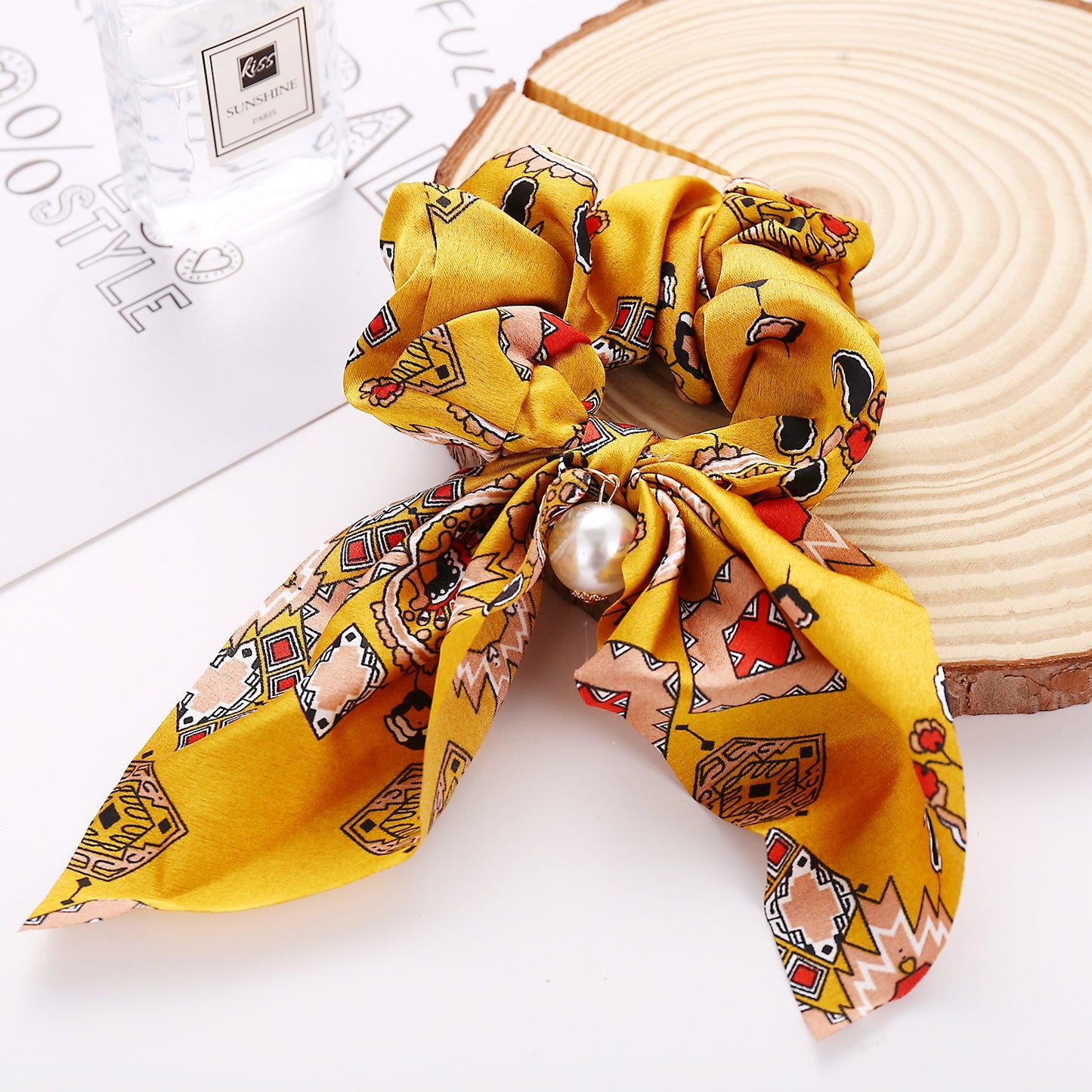 New Pearl Pendant Large Intestine Ring Hair Loop Women's Bundle Hair Knot Big Bow Knot Hair Rope