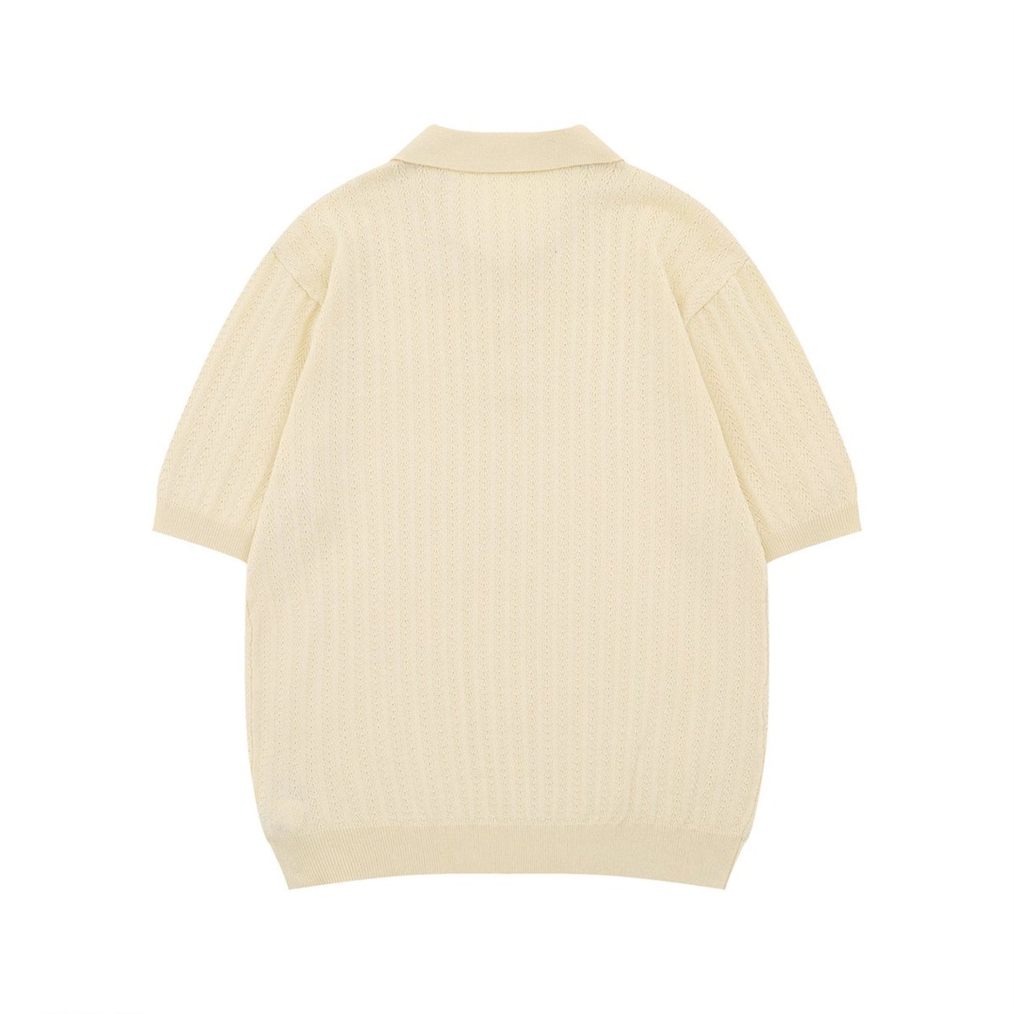 Polo Knit Short Sleeve Top for Men and Women Hollow Out Versatile Tee
