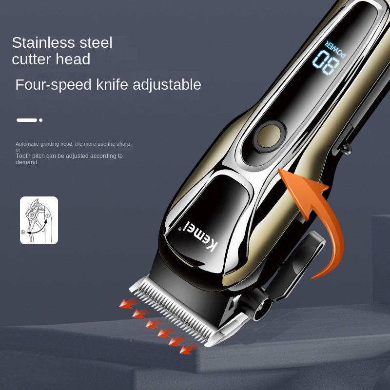 (Copy) KM-1990PG Hair Clipper Electric Shaving Head High Power LCD Digital Display Electric Pushing Hair Salon Special