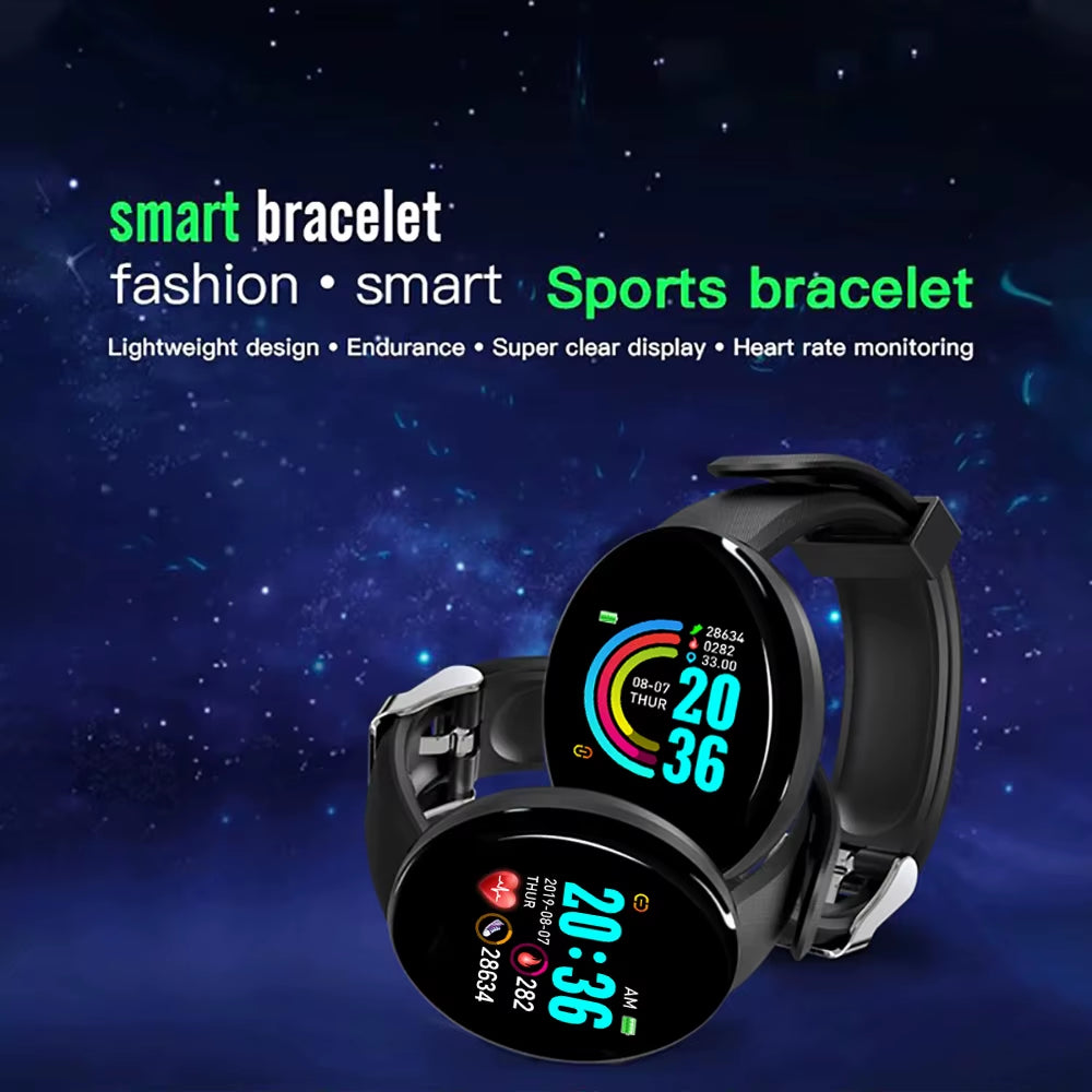 2025 New D18 Smart Watch Heart Rate Monitor Men'S Women'S Smartwatch round Fitness Digital Watches for Men Women Band Bracelet