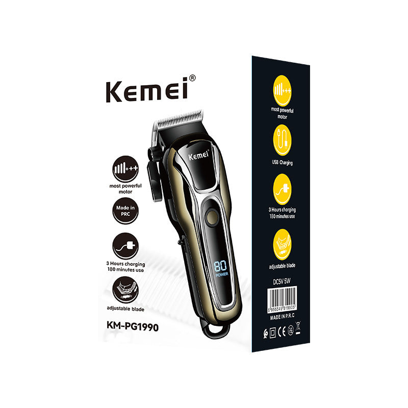 (Copy) KM-1990PG Hair Clipper Electric Shaving Head High Power LCD Digital Display Electric Pushing Hair Salon Special