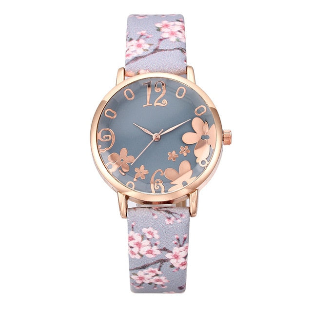 Wtch for women with embossed Colorful flowers small fresh printed belt Fashion Ladies Quartz Watch Exquisite Bracelet watch YE1