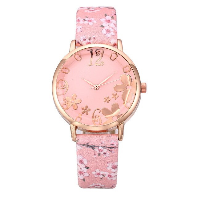 Wtch for women with embossed Colorful flowers small fresh printed belt Fashion Ladies Quartz Watch Exquisite Bracelet watch YE1
