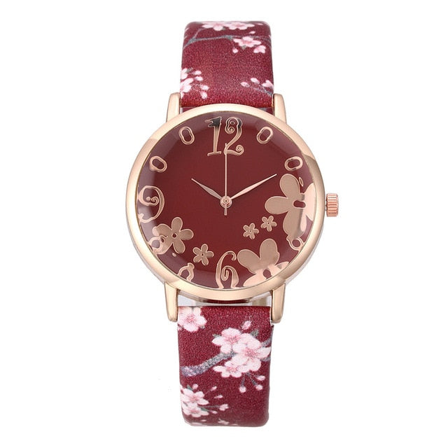 Wtch for women with embossed Colorful flowers small fresh printed belt Fashion Ladies Quartz Watch Exquisite Bracelet watch YE1