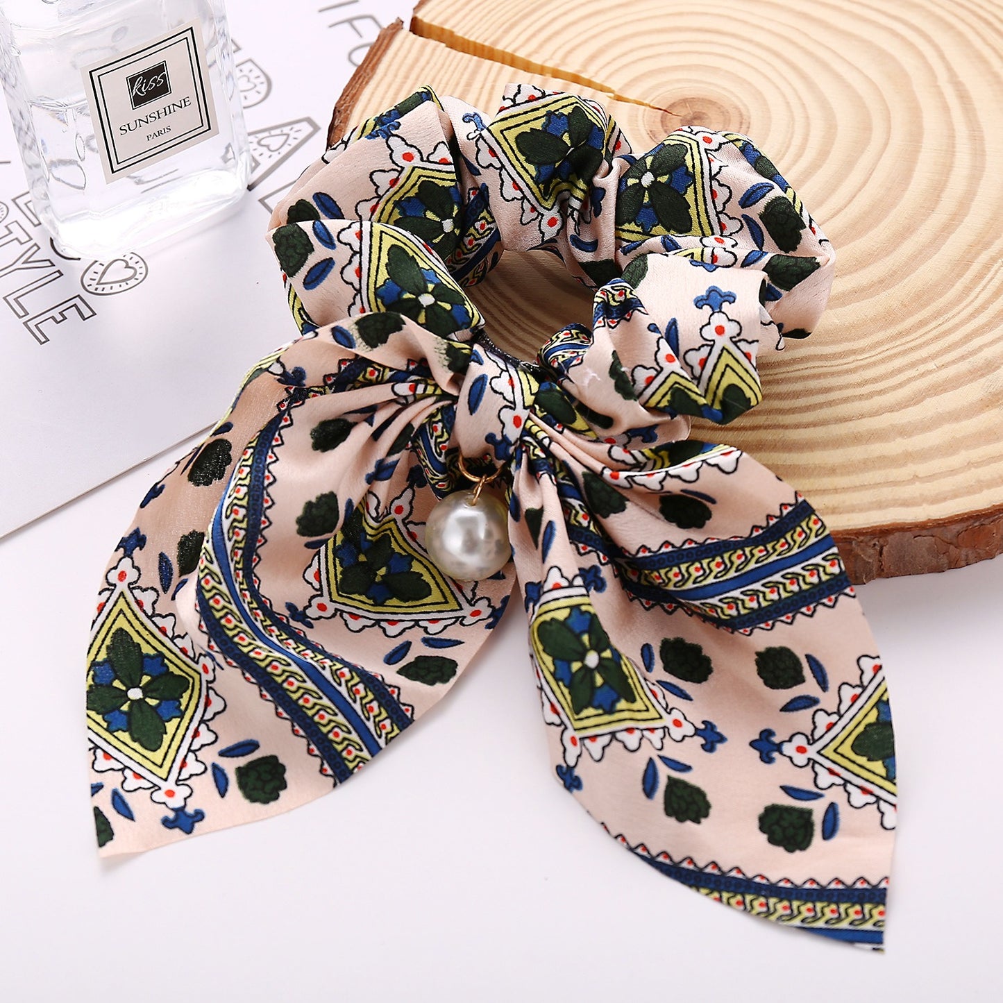New Pearl Pendant Large Intestine Ring Hair Loop Women's Bundle Hair Knot Big Bow Knot Hair Rope