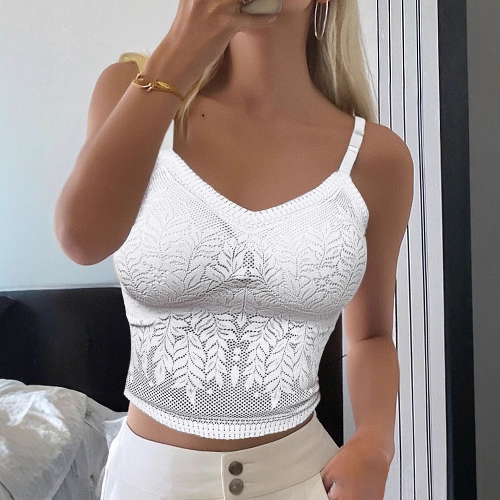 Sensual Lace Soft Support Breathable Bralette Crop Top with Built-in Camisole