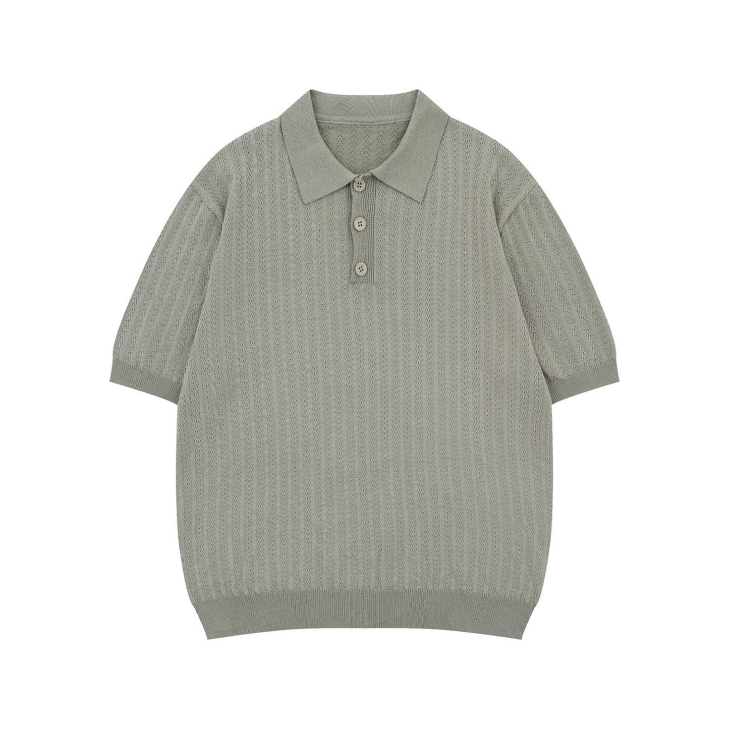 Polo Knit Short Sleeve Top for Men and Women Hollow Out Versatile Tee