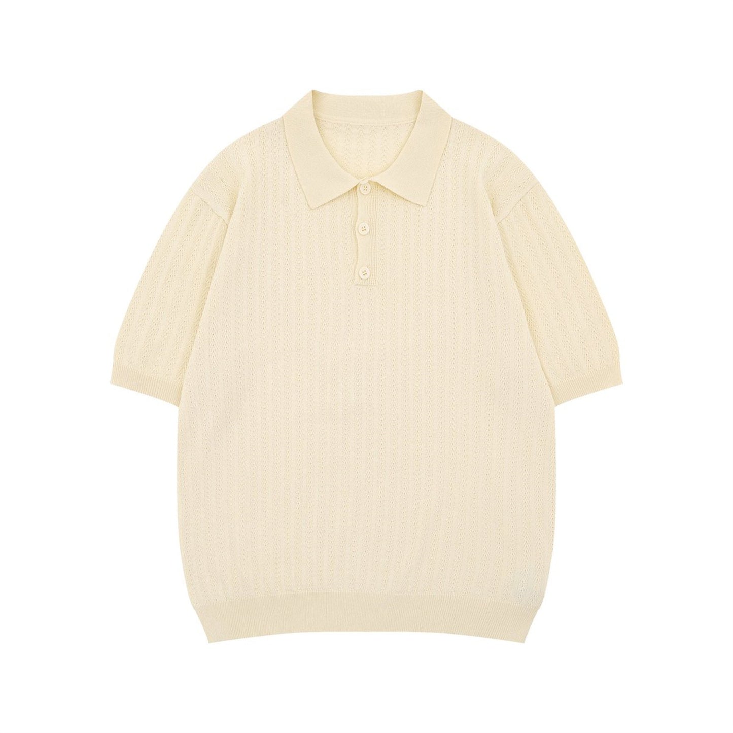 Polo Knit Short Sleeve Top for Men and Women Hollow Out Versatile Tee