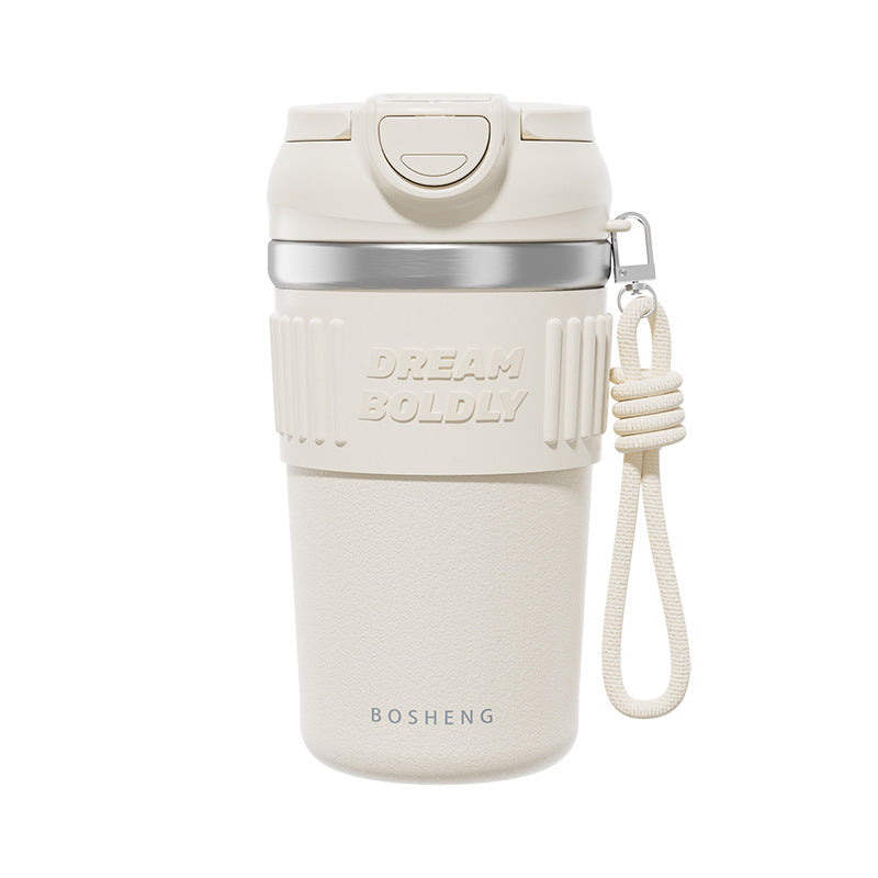 Simple straw thermos cup 316 stainless steel office workers double drink cup 2025 new manufacturers wholesale