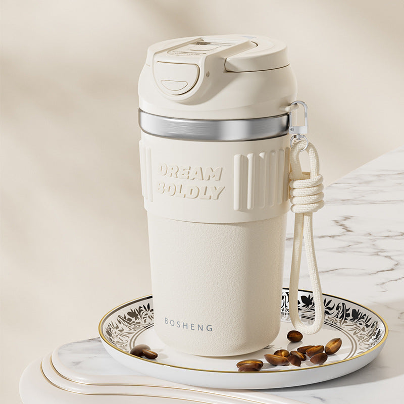 Simple straw thermos cup 316 stainless steel office workers double drink cup 2025 new manufacturers wholesale