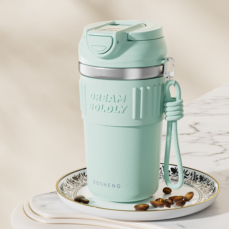 Simple straw thermos cup 316 stainless steel office workers double drink cup 2025 new manufacturers wholesale