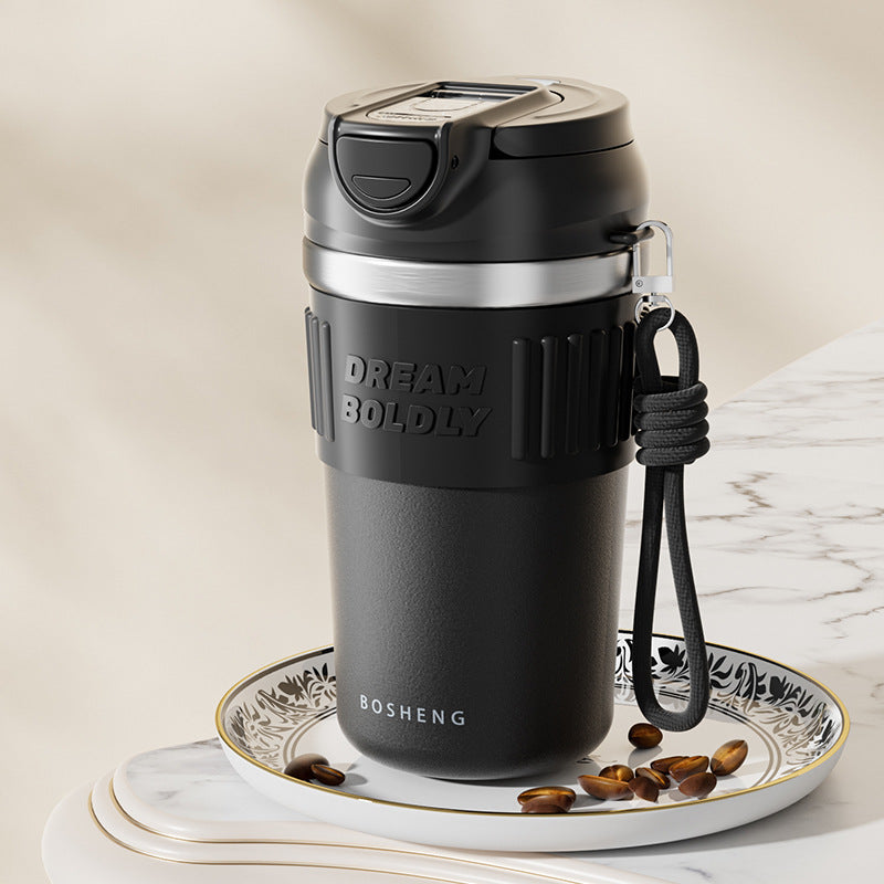 Simple straw thermos cup 316 stainless steel office workers double drink cup 2025 new manufacturers wholesale