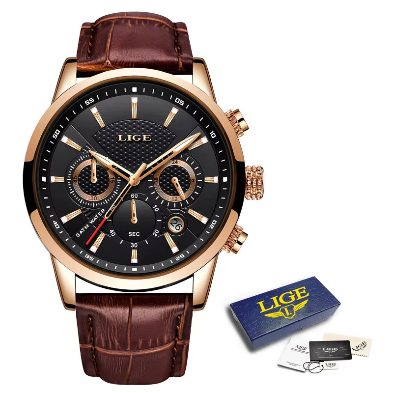 2024 Top Luxury Mens Watch Casual Business Quartz Watches Men Fashion Leather Wristwatch Waterproof Male Clock Reloj Hombre