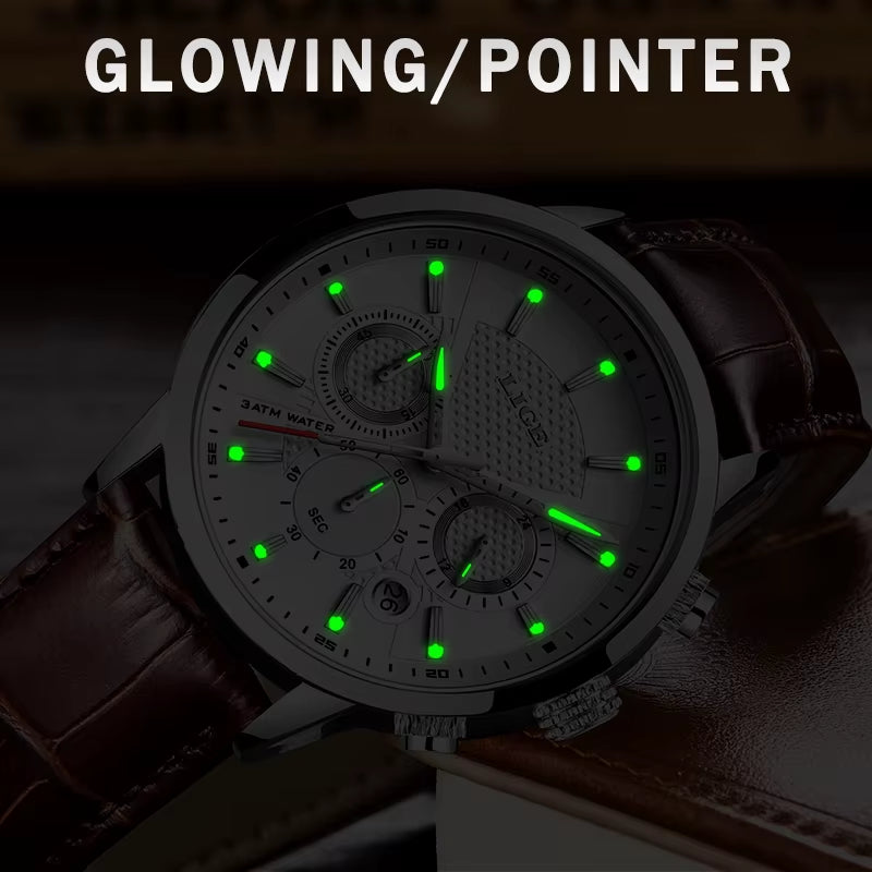 2024 Top Luxury Mens Watch Casual Business Quartz Watches Men Fashion Leather Wristwatch Waterproof Male Clock Reloj Hombre