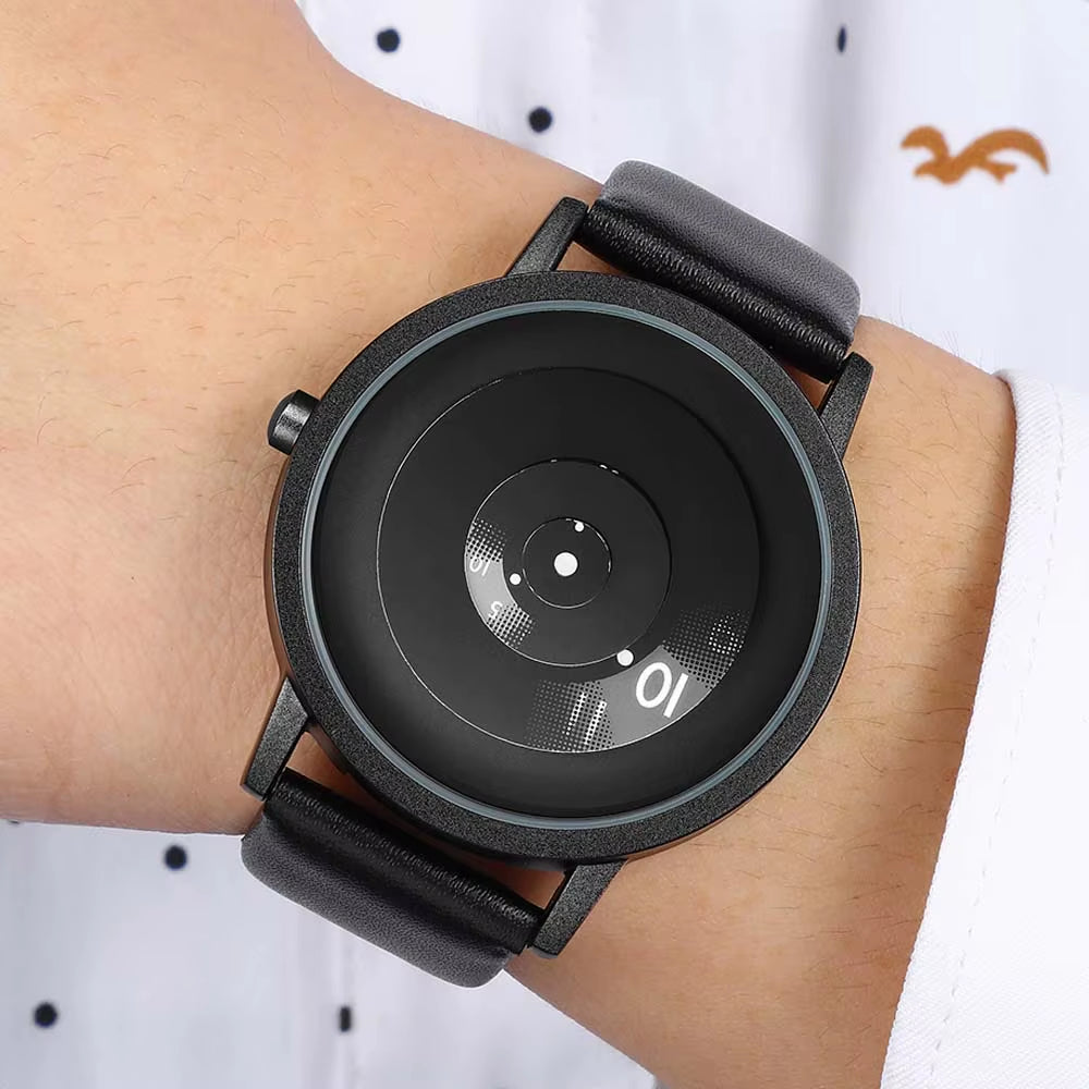 2025 Fashion Creative Turntable Watch Men Sports Watches Leather Band Analog Quartz Wristwatches Men Cheap Price Reloj Hombre