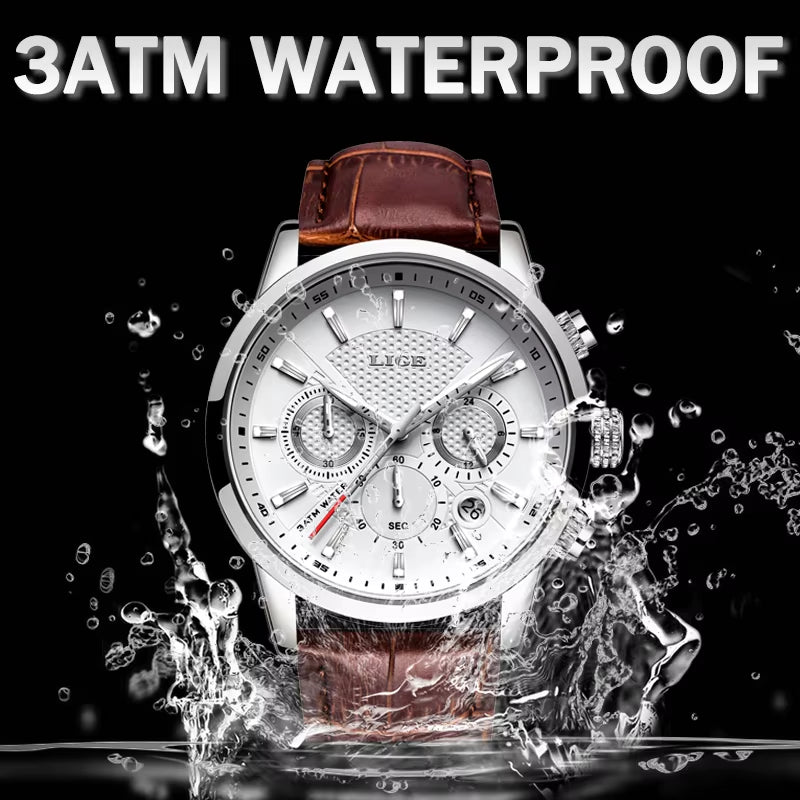 2024 Top Luxury Mens Watch Casual Business Quartz Watches Men Fashion Leather Wristwatch Waterproof Male Clock Reloj Hombre