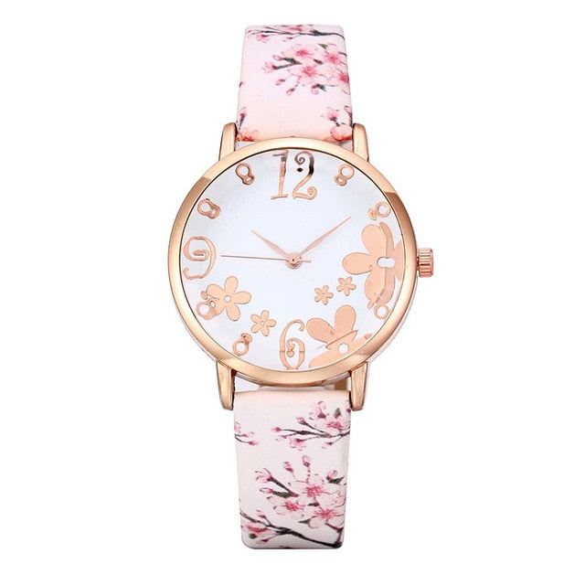 Wtch for women with embossed Colorful flowers small fresh printed belt Fashion Ladies Quartz Watch Exquisite Bracelet watch YE1