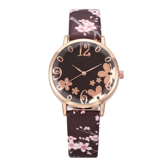 Wtch for women with embossed Colorful flowers small fresh printed belt Fashion Ladies Quartz Watch Exquisite Bracelet watch YE1