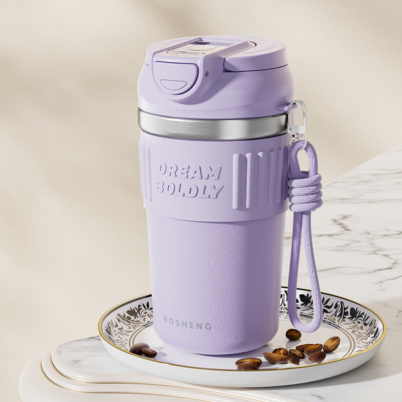 Simple straw thermos cup 316 stainless steel office workers double drink cup 2025 new manufacturers wholesale