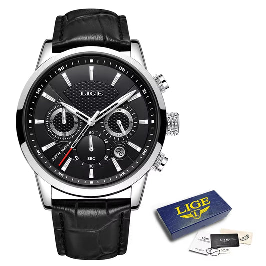 2024  Top Luxury Mens Watch Casual Business Quartz Watches Men Fashion Leather Wristwatch Waterproof Male Clock Reloj Hombre